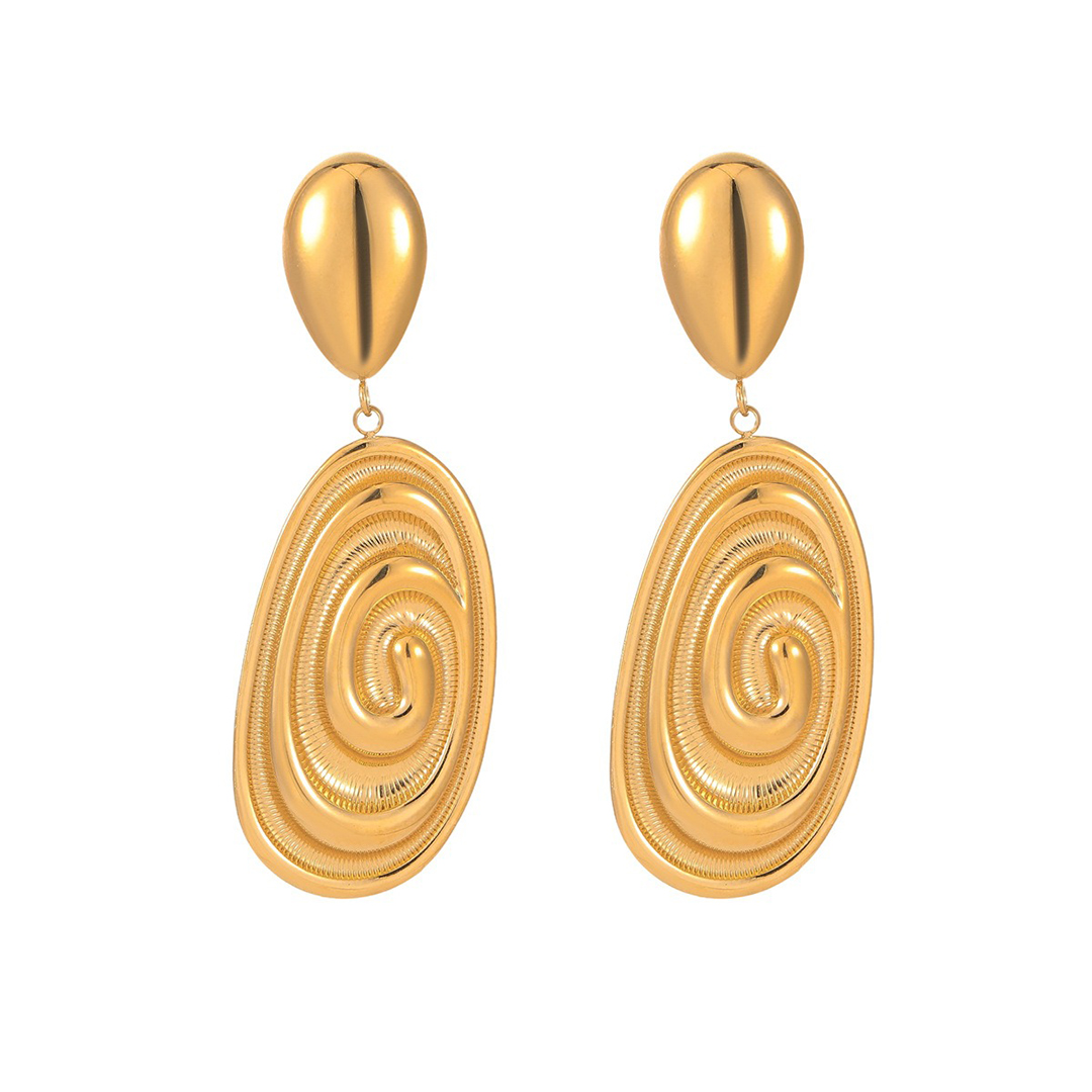 Personalized Oval Conch Drop Earrings