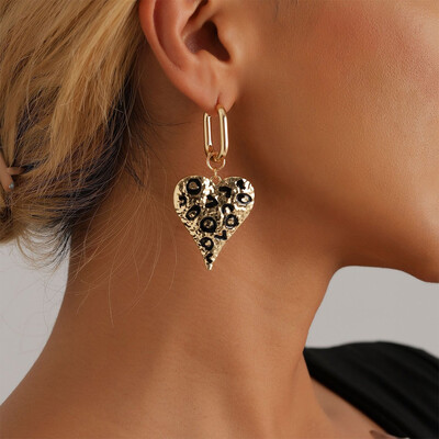 Drip Oil Spot Heart-Shaped Drop Earrings