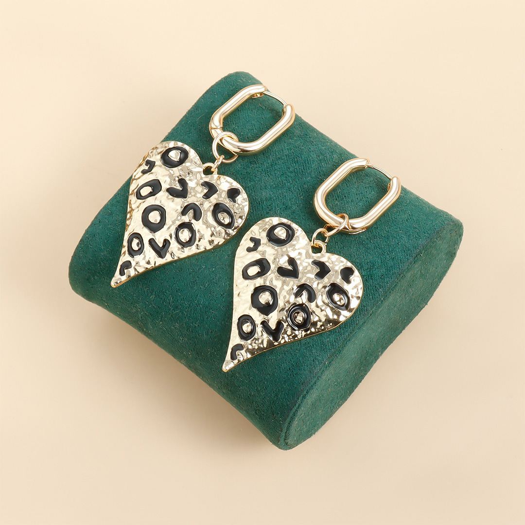 Drip Oil Spot Heart-Shaped Drop Earrings