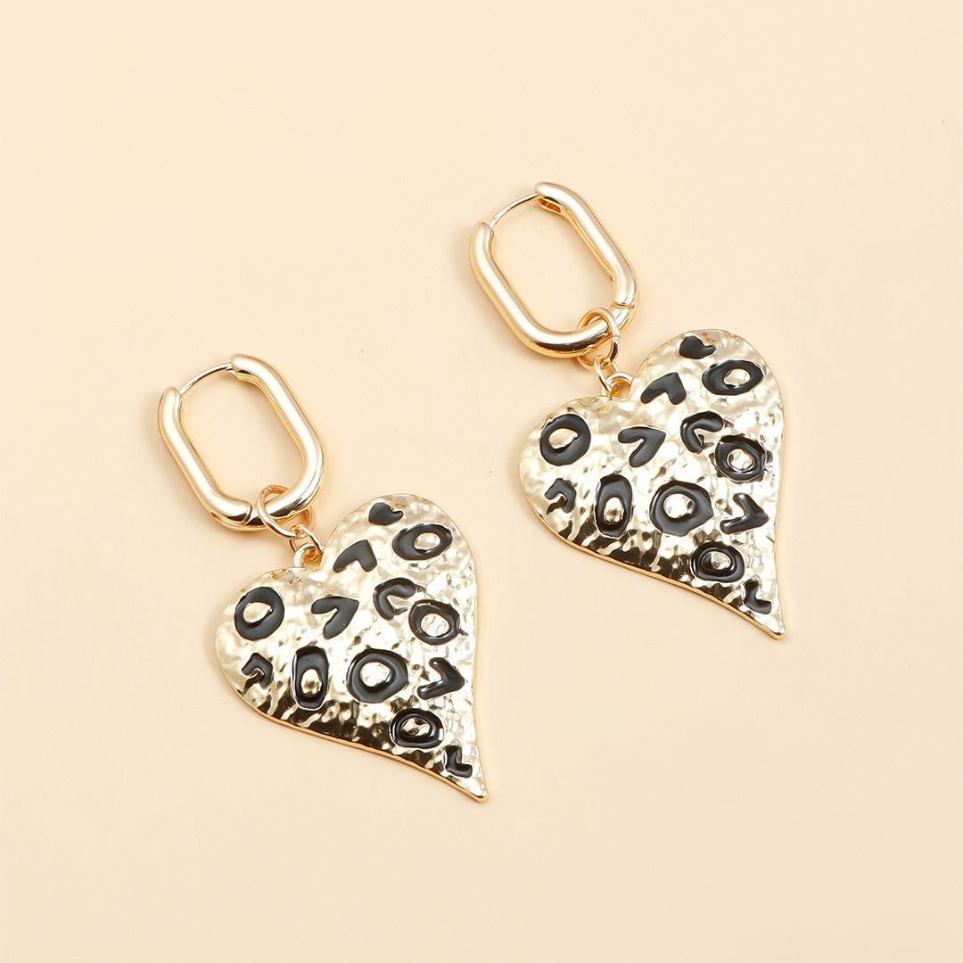 Drip Oil Spot Heart-Shaped Drop Earrings