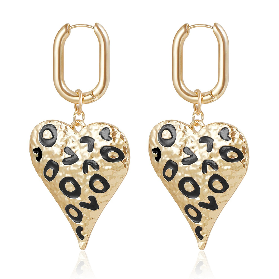 Drip Oil Spot Heart-Shaped Drop Earrings