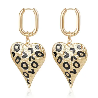 Drip Oil Spot Heart-Shaped Drop Earrings