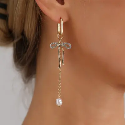 Butterfly Tassel Pearl Dangle Earrings