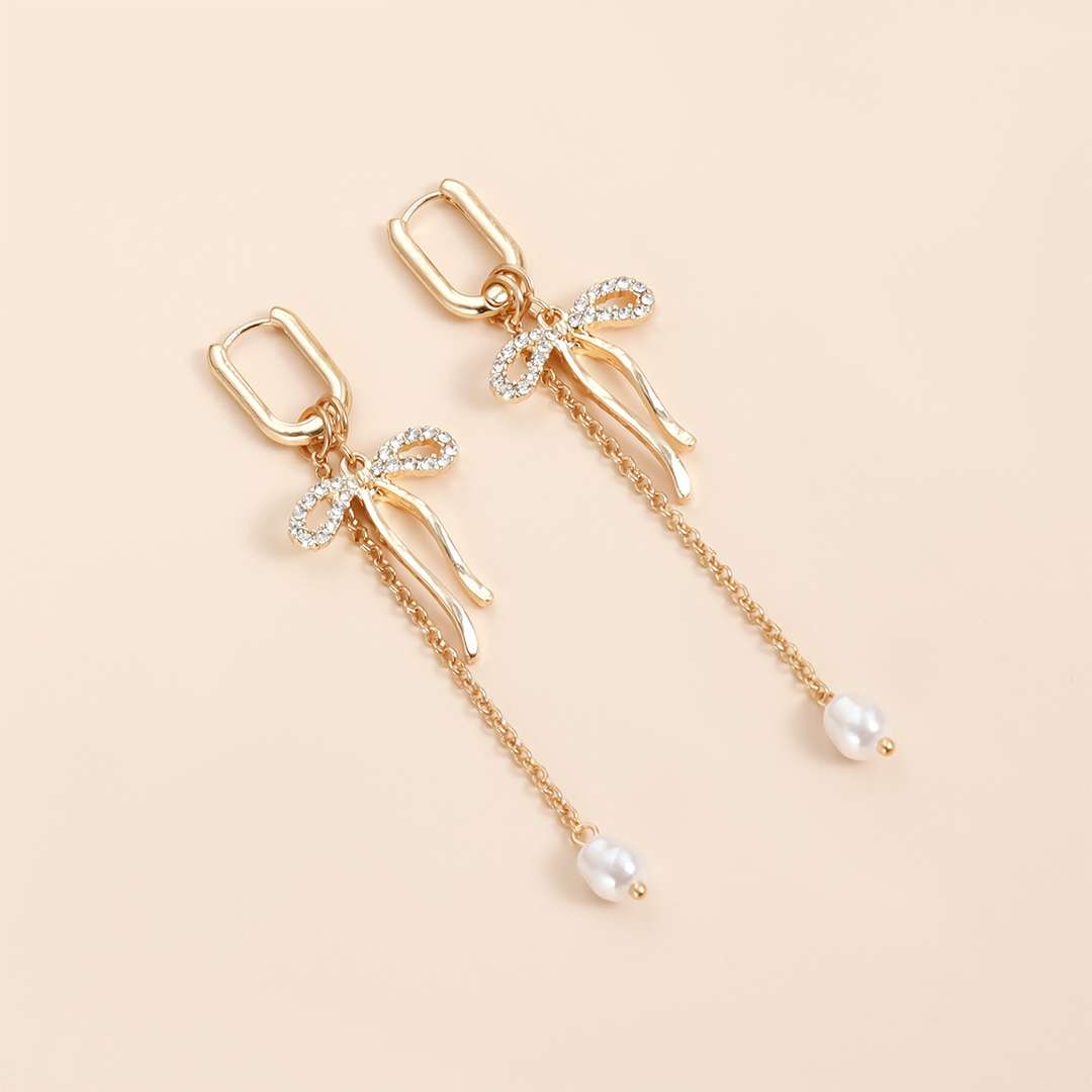 Butterfly Tassel Pearl Dangle Earrings