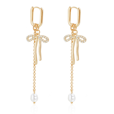 Butterfly Tassel Pearl Dangle Earrings
