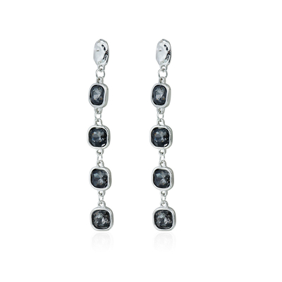Geometric Black Diamond Dangle Earrings