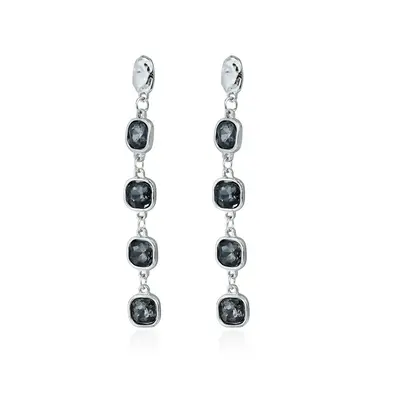Geometric Black Diamond Drop Earrings