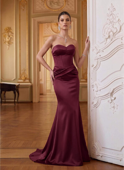 Trumpet/Mermaid Sweetheart Sleeveless Sweep Train Acetate Satin Evening Dresses
