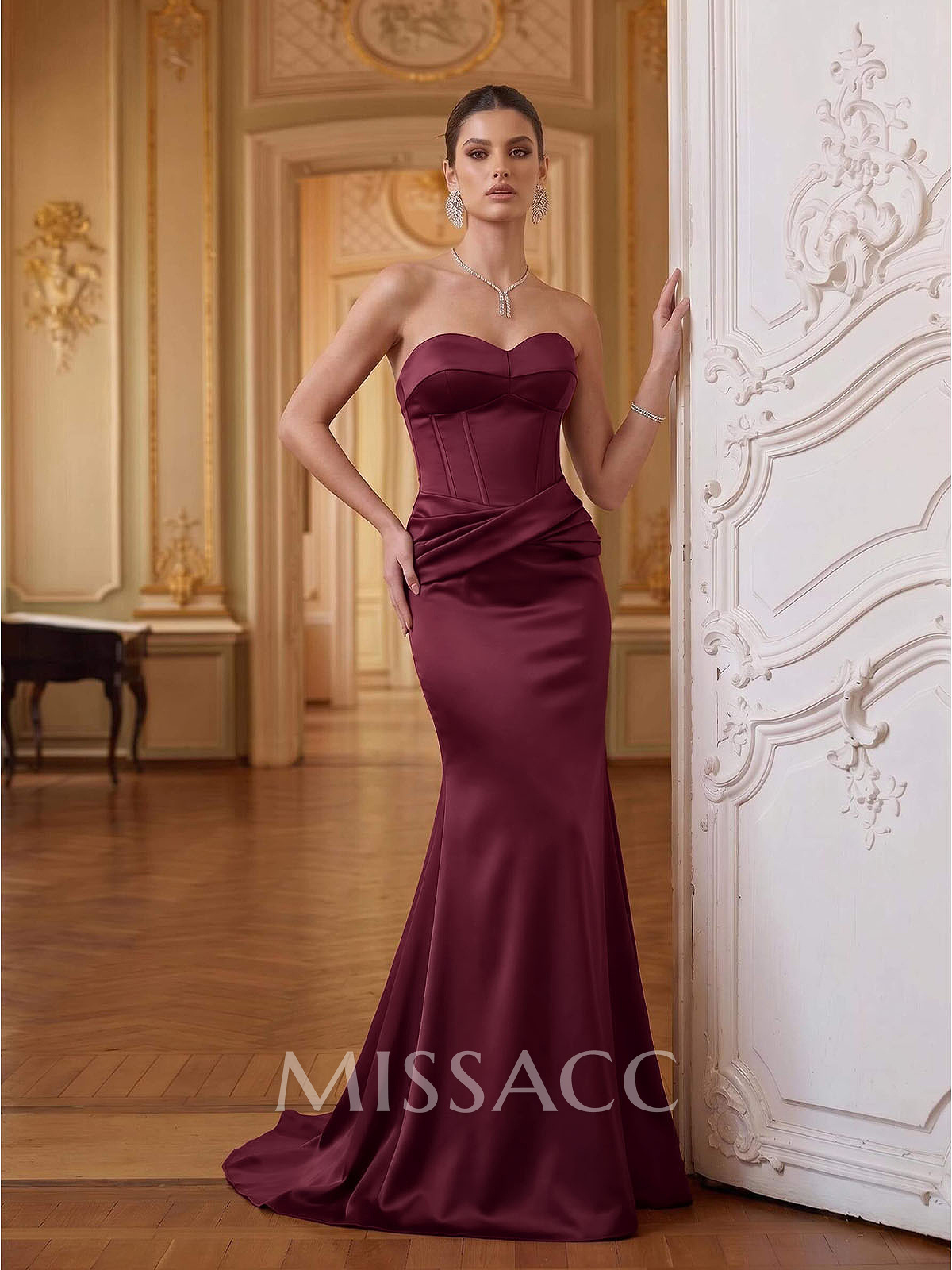 Trumpet/Mermaid Sweetheart Sleeveless Sweep Train Acetate Satin Evening Dresses