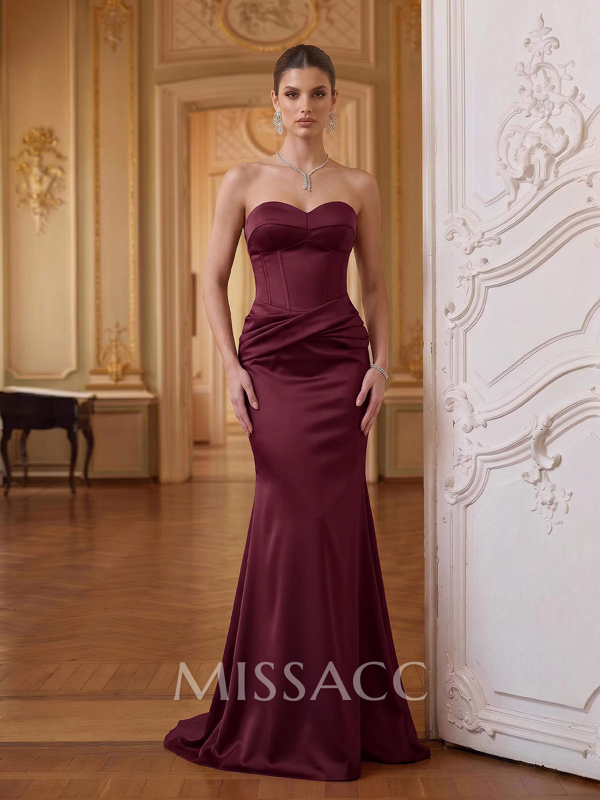 Trumpet/Mermaid Sweetheart Sleeveless Sweep Train Acetate Satin Evening Dresses