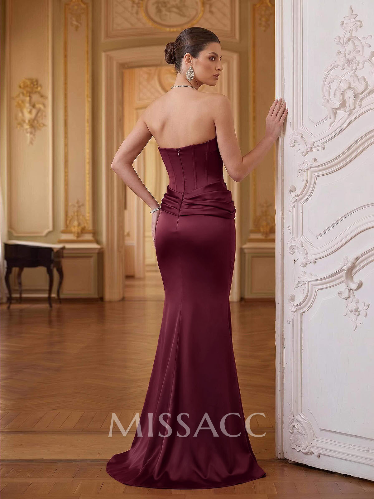 Trumpet/Mermaid Sweetheart Sleeveless Sweep Train Acetate Satin Evening Dresses