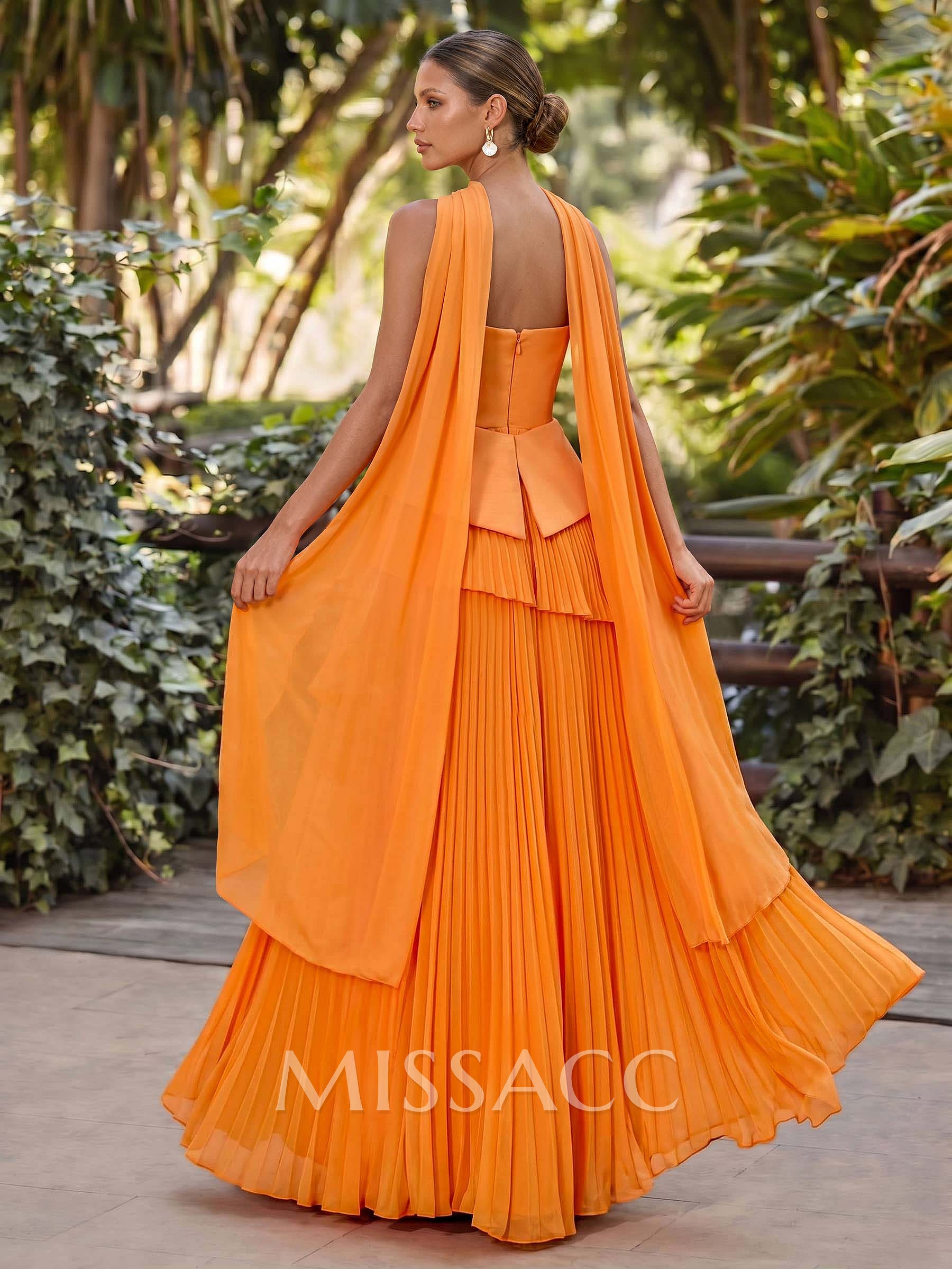 A-Line Scoop Neck Sleeveless Floor-Length Chiffon Evening Dresses With Pleated A-Line Scoop Neck Sleeveless Floor-Length Chiffon Evening Dresses With Pleated