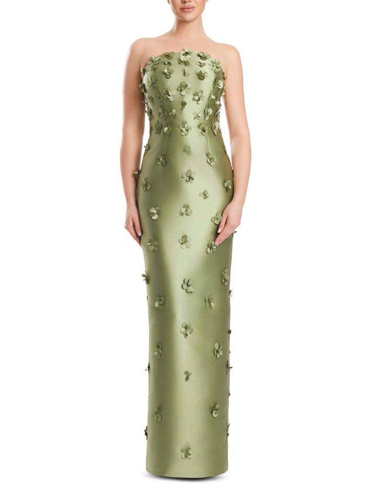Sheath/Column Off-The-Shoulder Sleeveless Floor-Length Satin Evening Dresses With Flower(s)