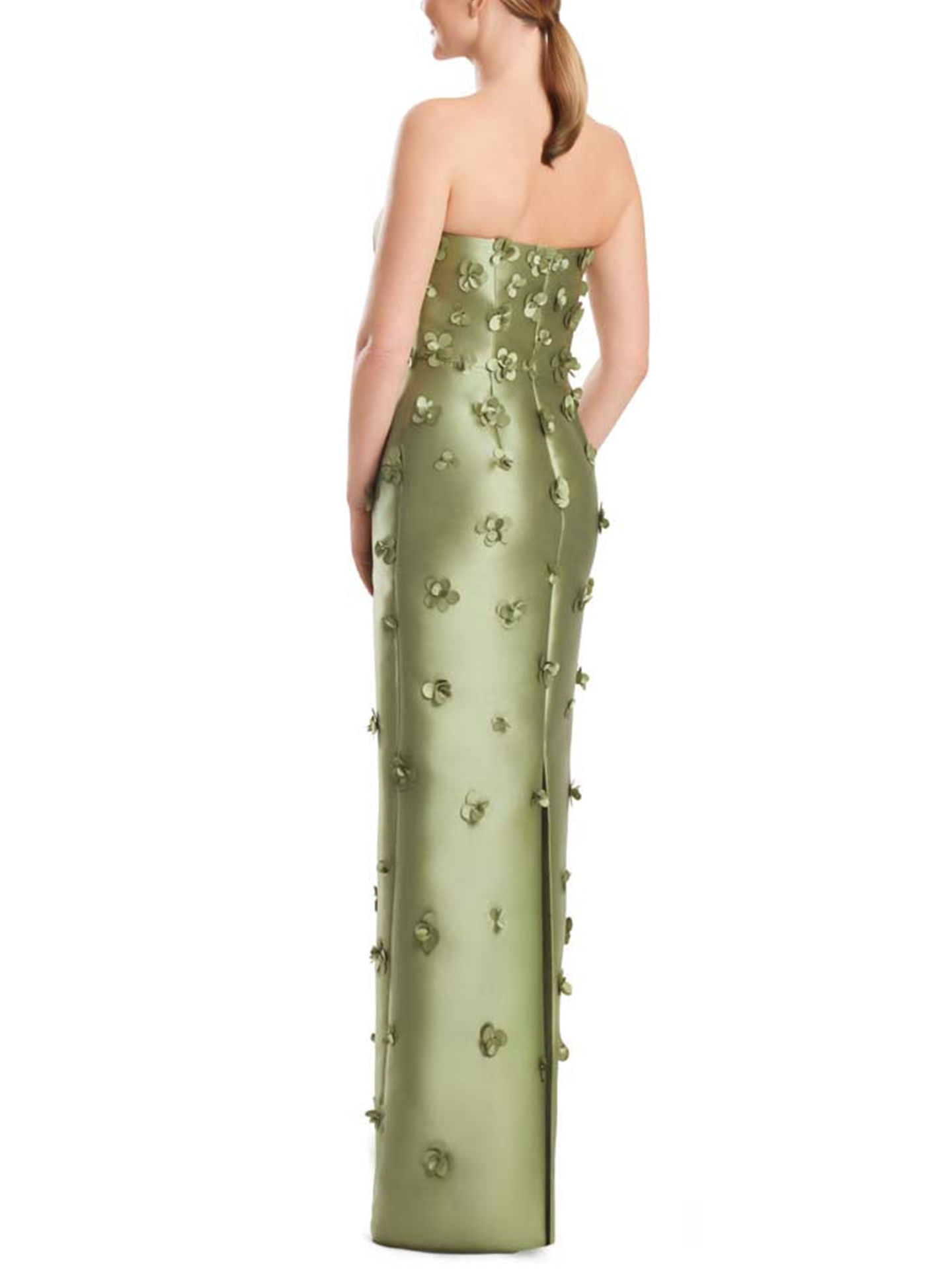 Sheath/Column Off-The-Shoulder Sleeveless Floor-Length Satin Evening Dresses With Flower(s)