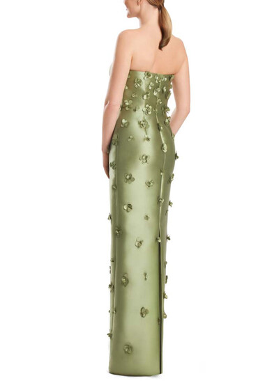 Sheath/Column Off-The-Shoulder Sleeveless Floor-Length Satin Evening Dresses With Flower(s)