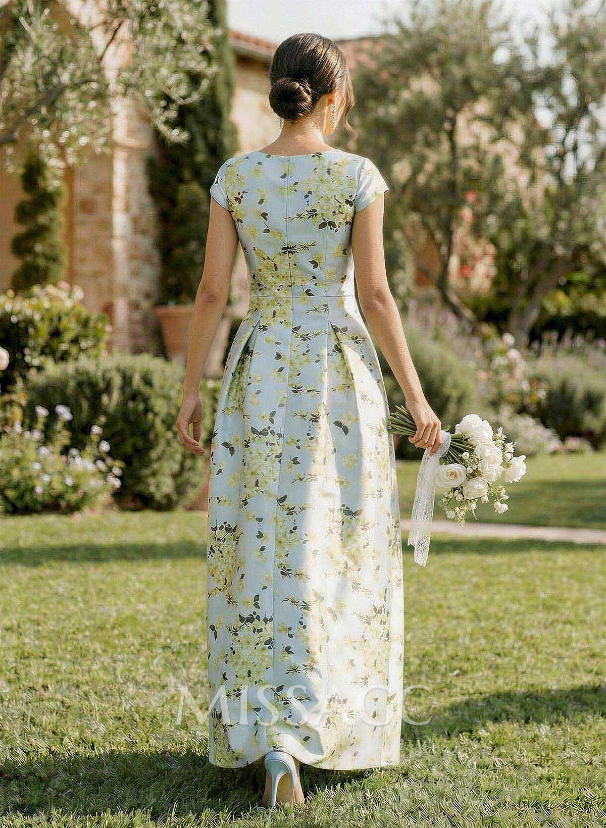 A-Line Plunge Neck Sleeveless Floor-Length Satin Bridesmaid Dresses