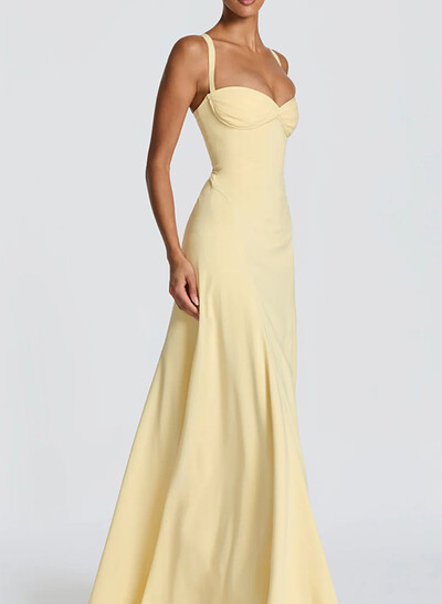 Sheath/Column Sweetheart Sleeveless Floor-Length Elastic Satin Evening Dresses
