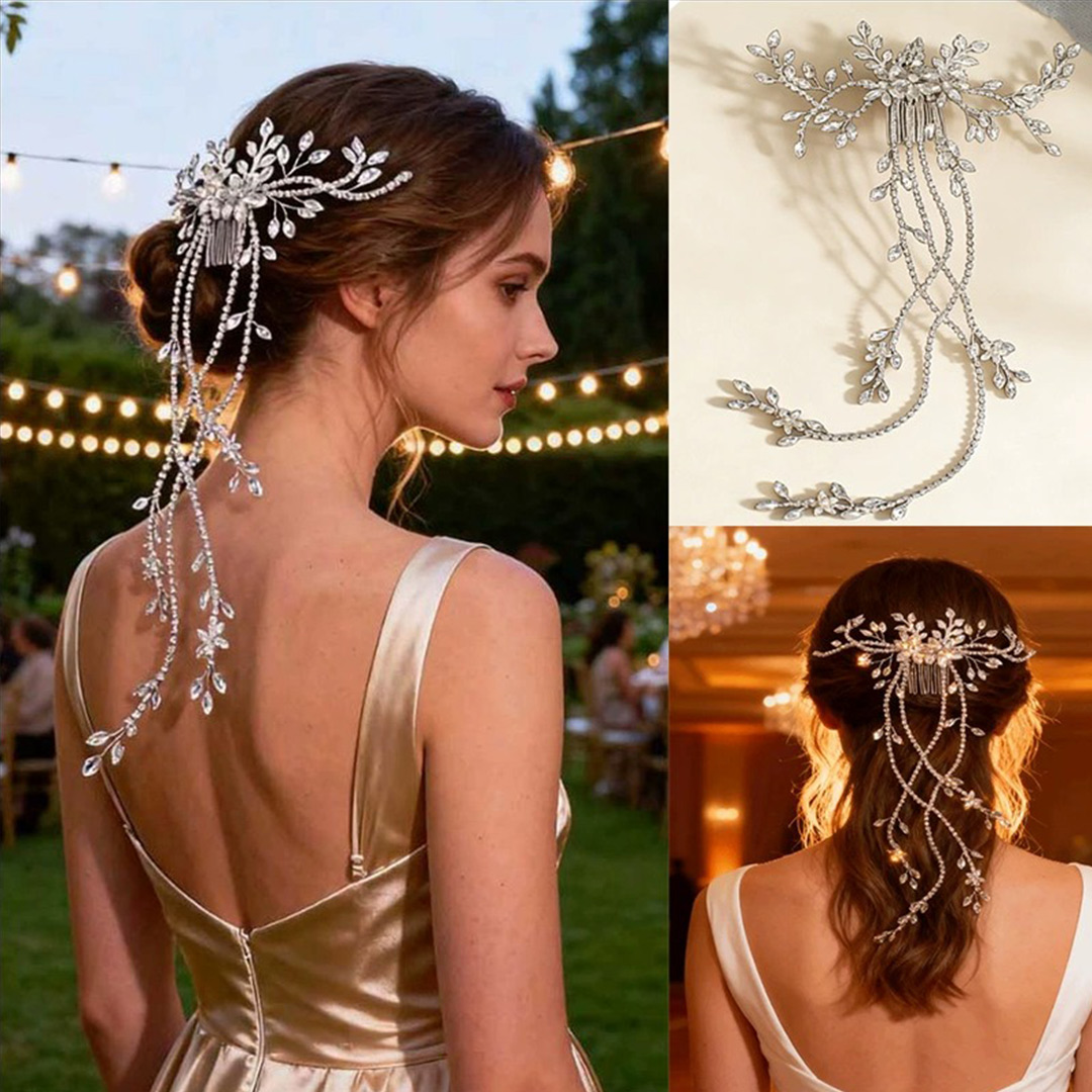 Rhinestones/Floral Hair Comb Bridal Headpiece