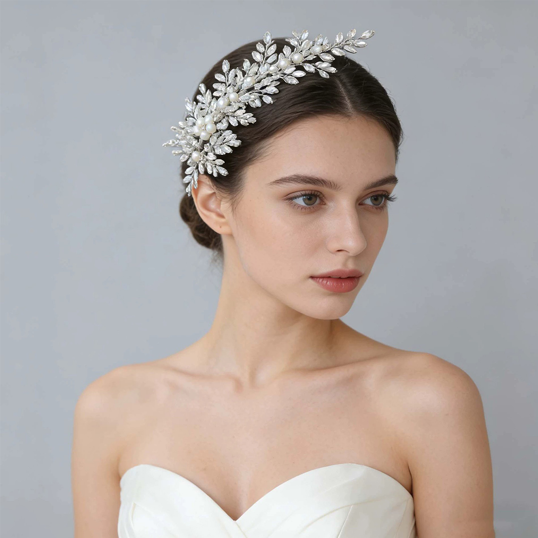 Pearl/Leaf Hair Comb Bridal Headpiece