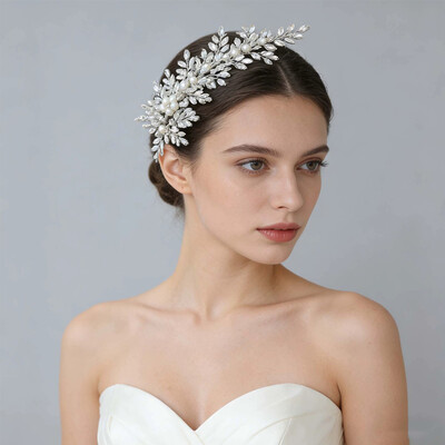 Pearl/Leaf Hair Comb Bridal Headpiece