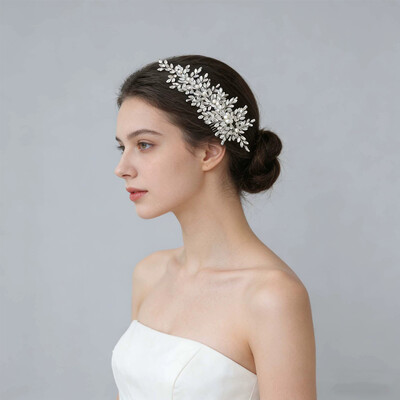 Pearl/Leaf Hair Comb Bridal Headpiece