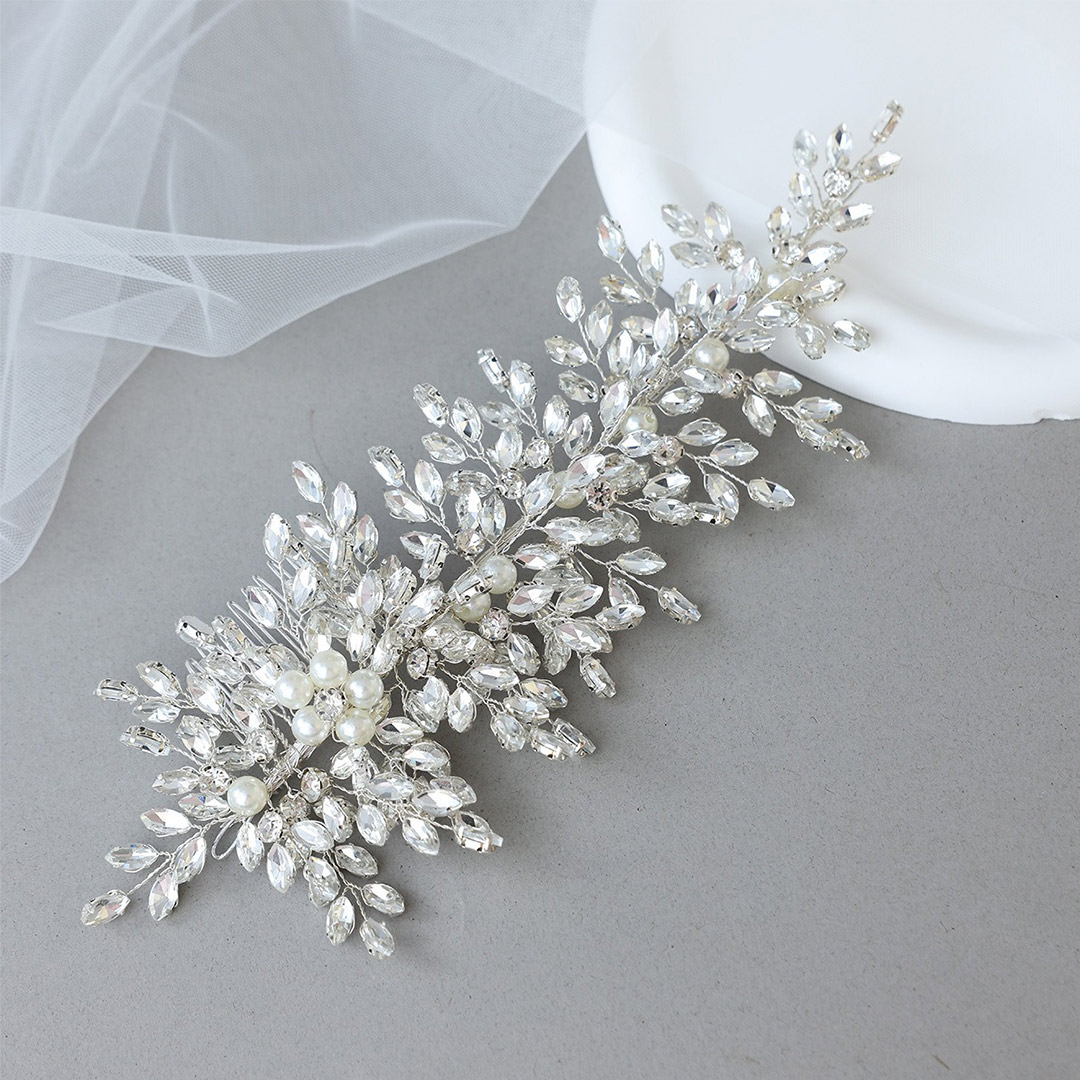 Pearl/Leaf Hair Comb Bridal Headpiece