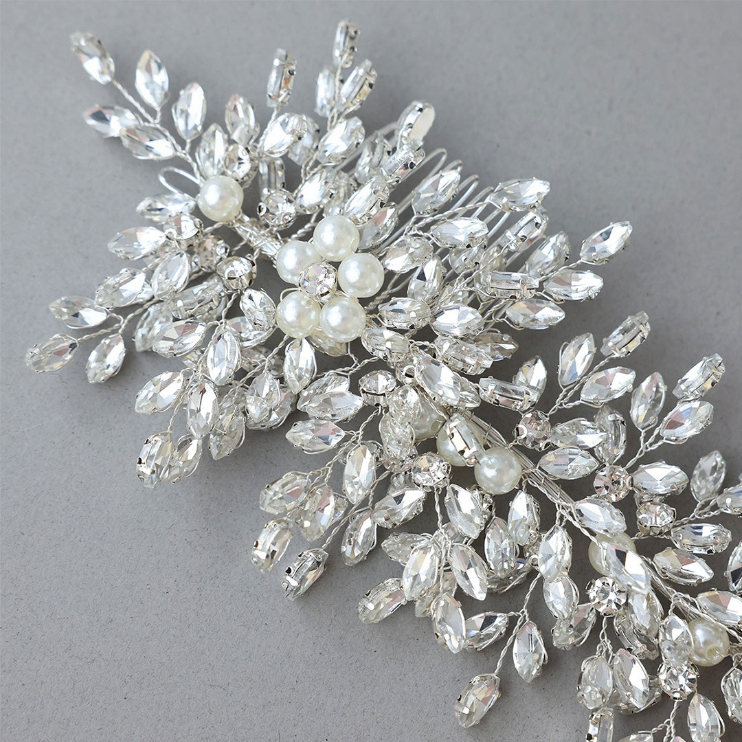 Pearl/Leaf Hair Comb Bridal Headpiece