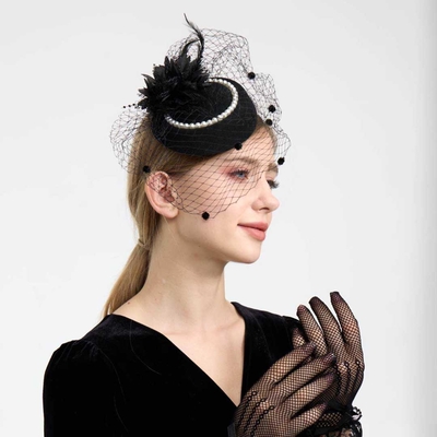 Elegant Vintage Flower Tulle Mesh Cocktail Kentucky Derby Pillbox Hats Fascinators With Clip