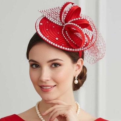 Kentucky Derby Headband Fascinator With Mesh/Floral/Rhinestones