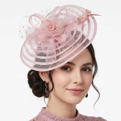 Tea Party Kentucky Derby Hat Hair Clip Fascinator With Polka Dots/Faux Pearl/Floral