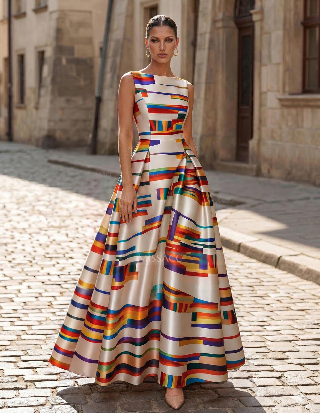 Elegant Cowl Neck Sleeveless A-Line Floor-Length Satin Evening Dresses
