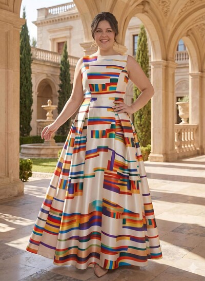 A-Line Square Neckline Sleeveless Floor-Length Satin Mother Of The Bride Dresses