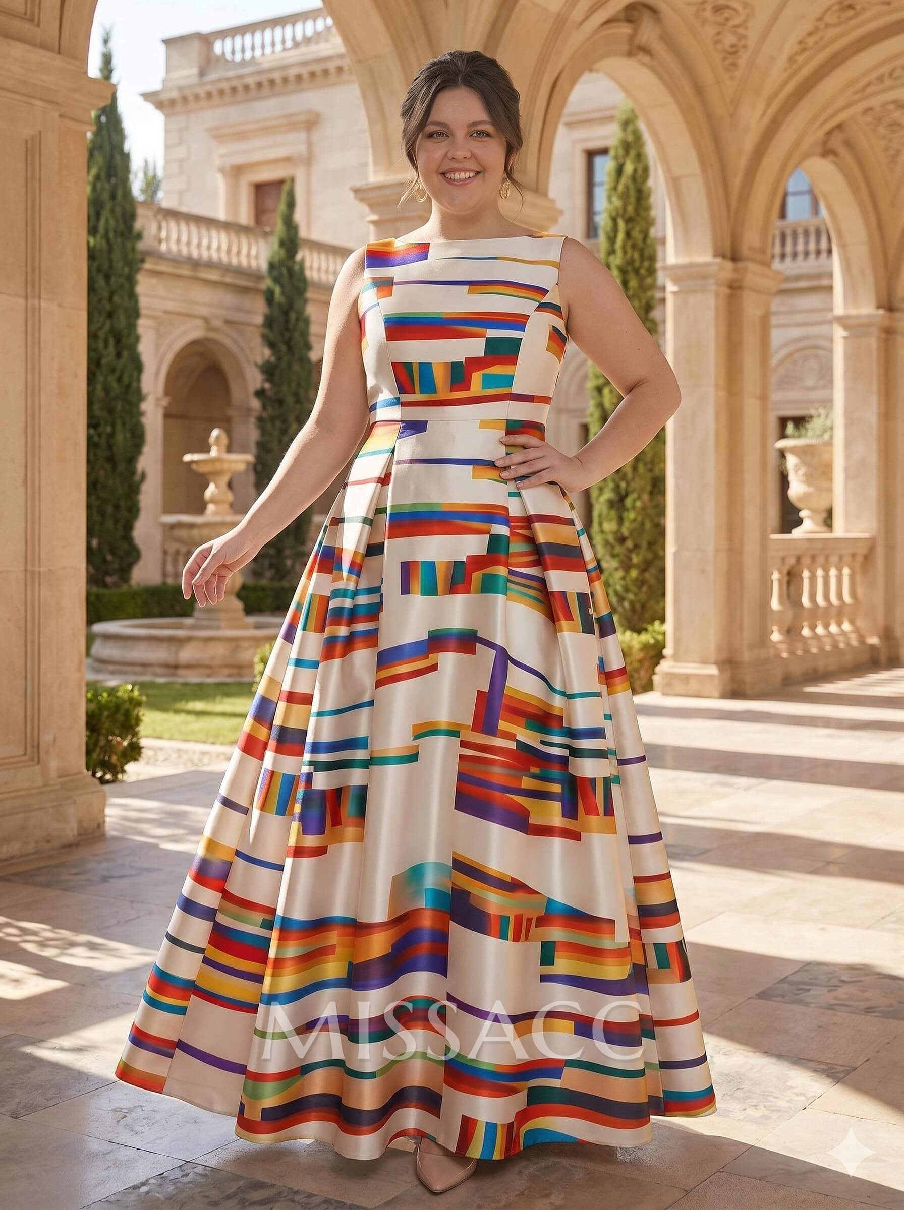 A-Line Square Neckline Sleeveless Floor-Length Satin Mother Of The Bride Dresses