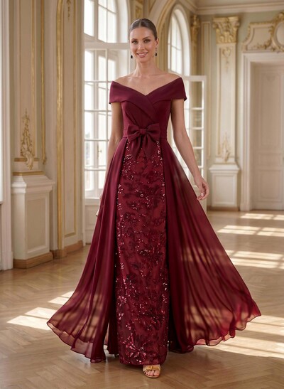 A-Line Off-The-Shoulder Sleeveless Floor-Length Chiffon Mother Of The Bride Dresses