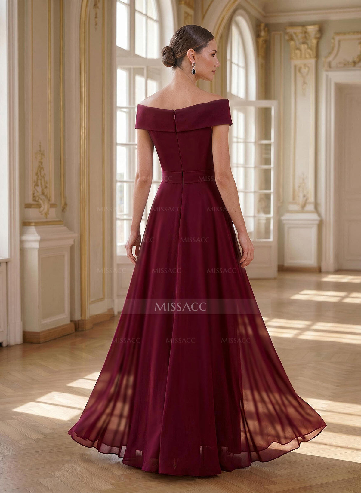 A-Line Off-The-Shoulder Sleeveless Floor-Length Chiffon Mother Of The Bride Dresses