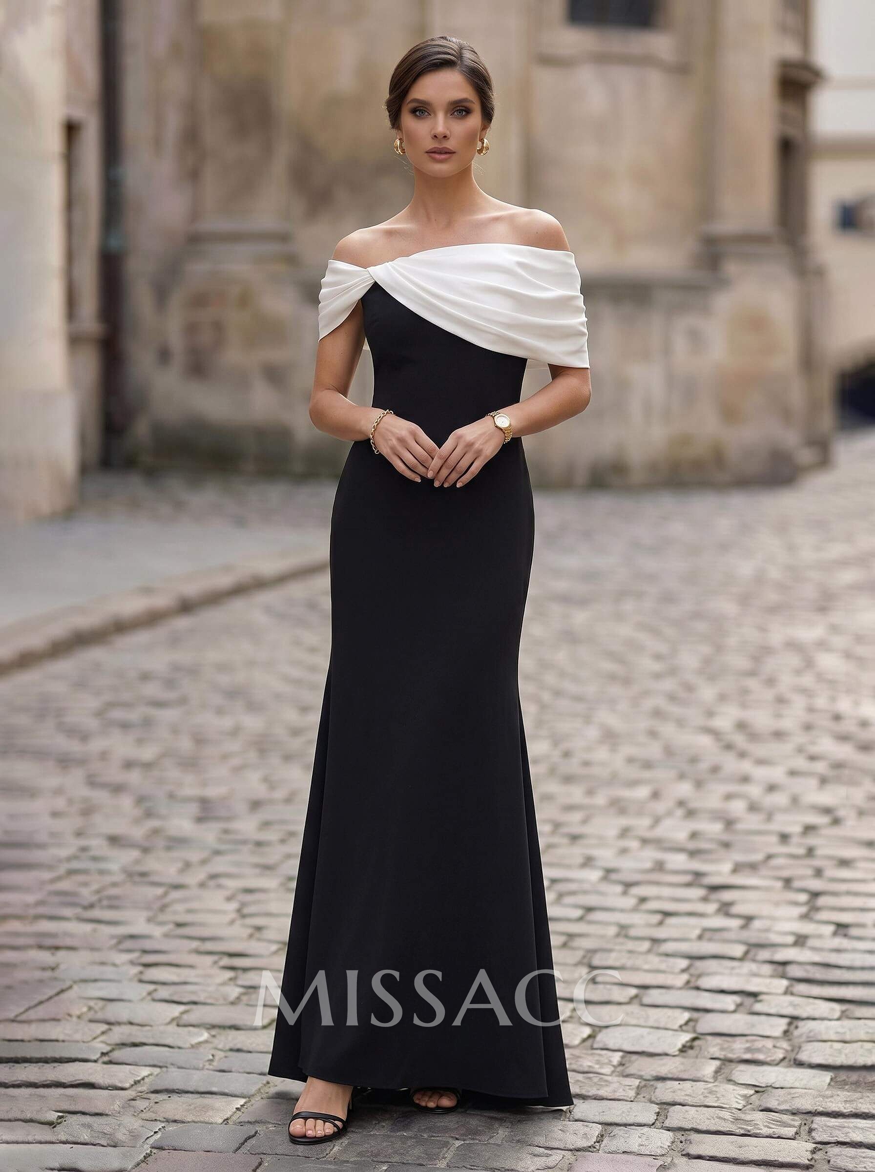 Trumpet/Mermaid Off-The-Shoulder Sleeveless Asymmetrical Elastic Satin Mother Of The Bride Dresses
