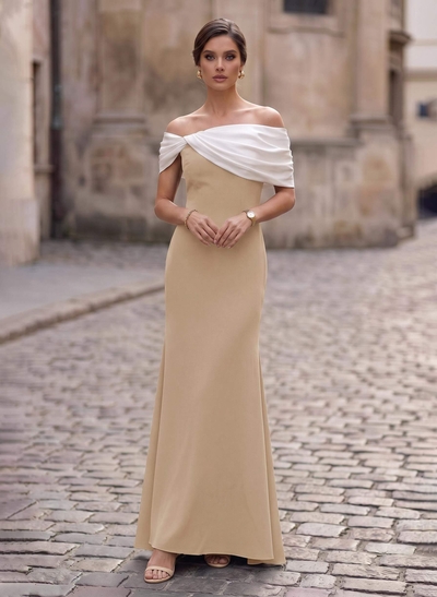 Trumpet/Mermaid Off-The-Shoulder Sleeveless Asymmetrical Elastic Satin Mother Of The Bride Dresses