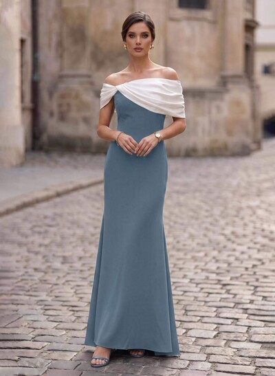 Trumpet/Mermaid Off-The-Shoulder Sleeveless Asymmetrical Elastic Satin Mother Of The Bride Dresses