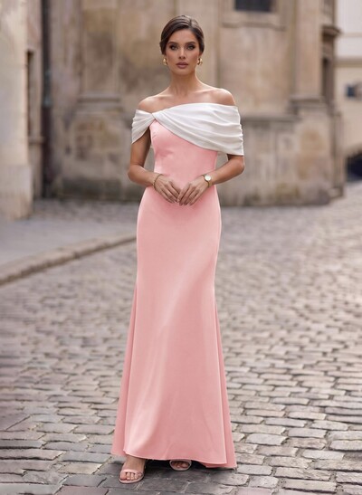Trumpet/Mermaid Off-The-Shoulder Sleeveless Asymmetrical Elastic Satin Mother Of The Bride Dresses