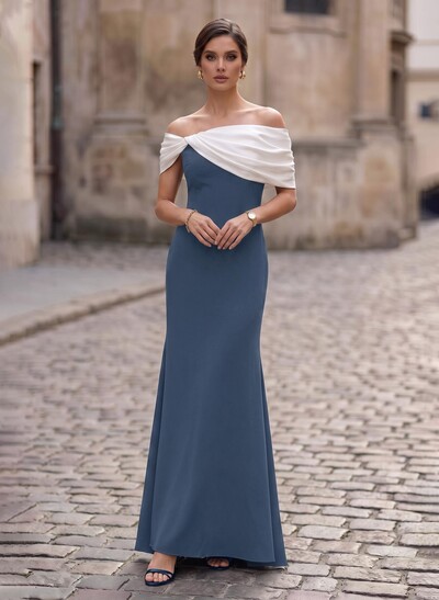 Trumpet/Mermaid Off-The-Shoulder Sleeveless Asymmetrical Elastic Satin Mother Of The Bride Dresses