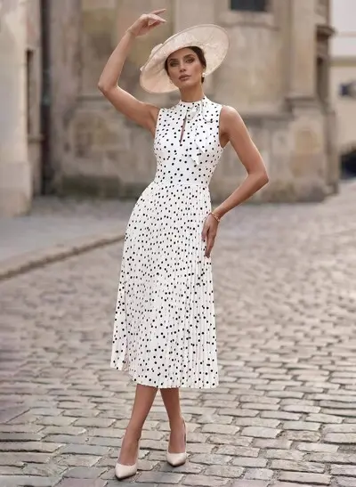 A-Line High Neck Sleeveless Tea-Length Elastic Satin Mother Of The Bride Dresses With Pleated