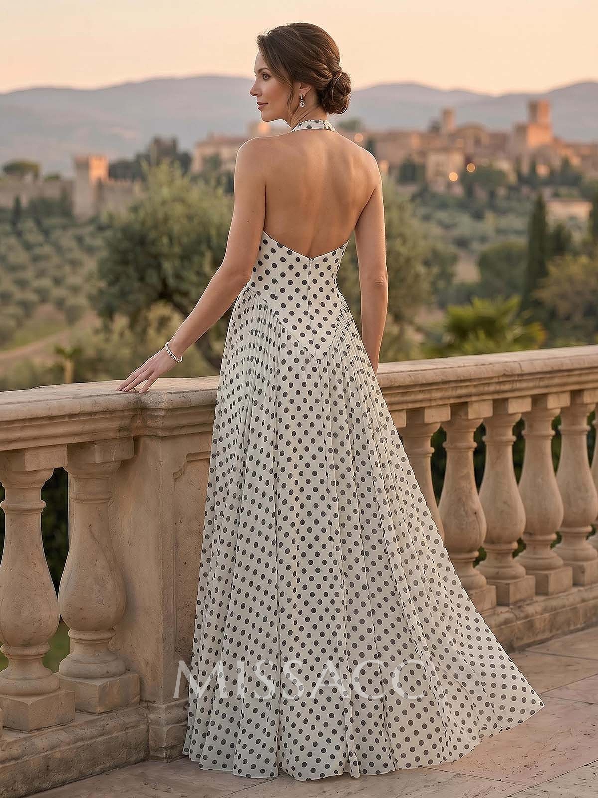 Elegant A-Line Halter Sleeveless Floor-Length Chiffon Mother Of The Bride Dresses