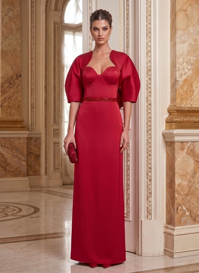 Sheath/Column Sweetheart Floor-Length Matte Satin Mother Of The Bride Dresses With Bow(s)