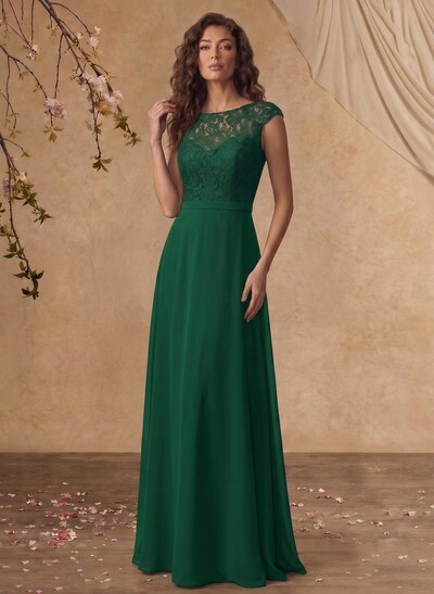Sheath/Column Scoop Neck Short Sleeves Floor-Length Chiffon/Lace Mother Of The Bride Dresses