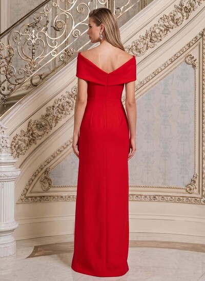 Sheath/Column V-Neck Sleeveless Floor-Length Satin Mother Of The Bride Dresses With Split Front