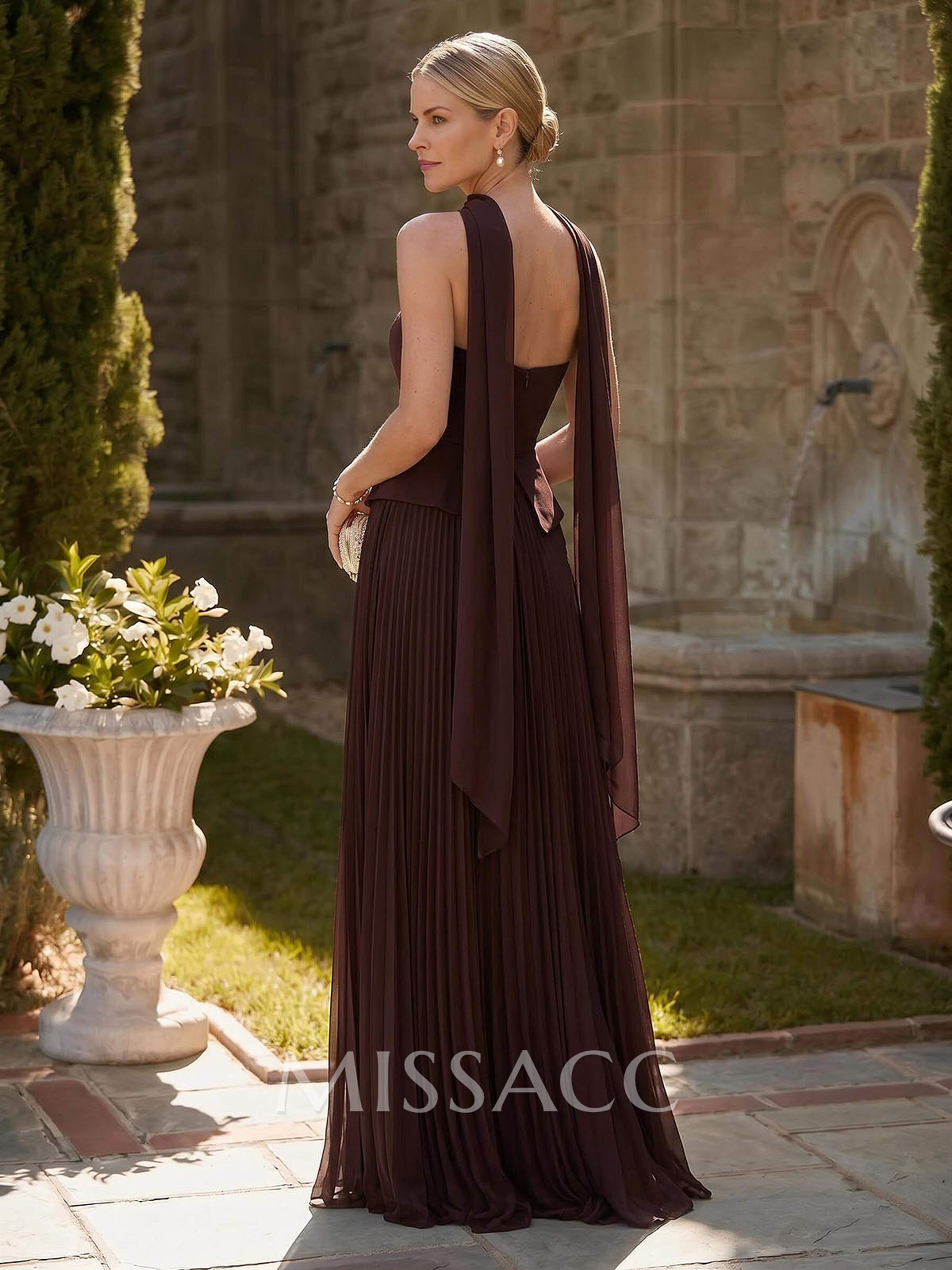 A-Line Strapless Sleeveless Floor-Length Chiffon Mother Of The Bride Dresses With Pleated