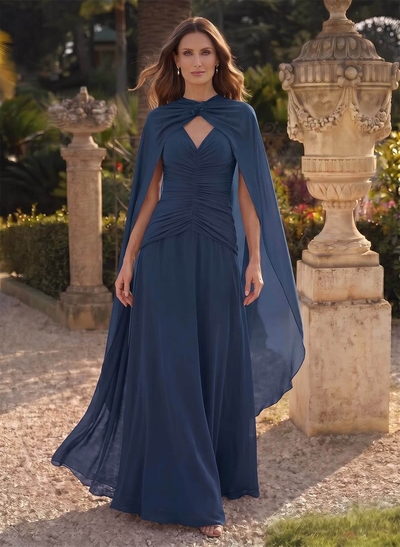 A-Line V-Neck Sleeveless Floor-Length Chiffon Mother Of The Bride Dresses With Pleated