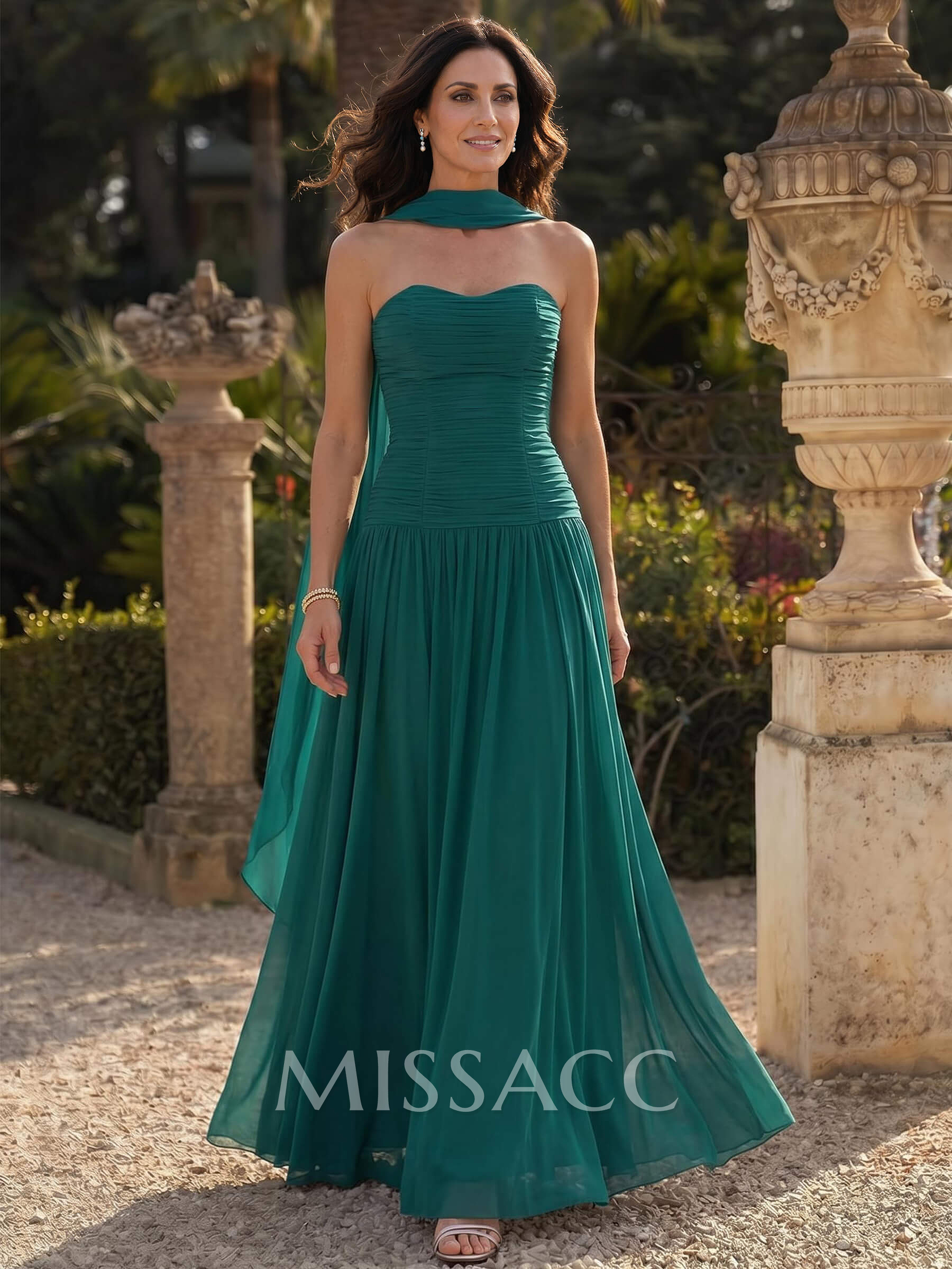A-Line Sweetheart Sleeveless Sweep Train Chiffon Mother Of The Bride Dresses