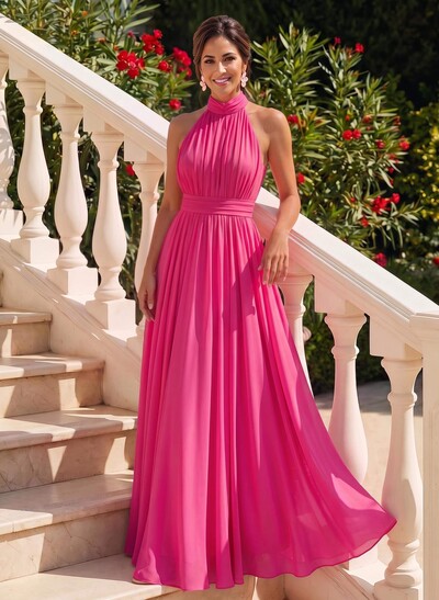Elegant A-Line Halter Sleeveless Floor-Length Mother Of The Bride Dresses