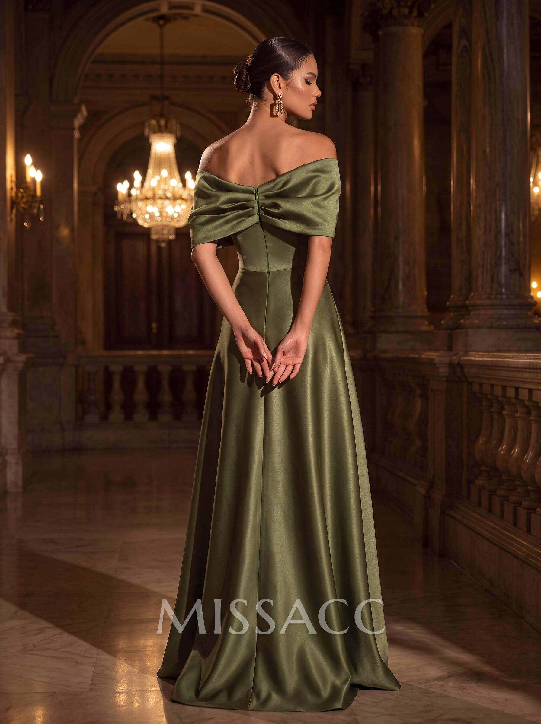 Sheath/Column Off-The-Shoulder Sleeveless Sweep Train Satin Mother Of The Bride Dresses